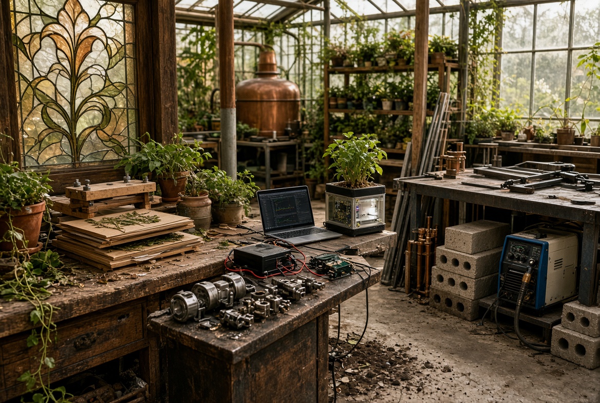 Academy workshop: stained glass, IoT planter, fabrication bench